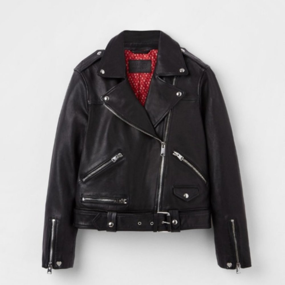 ALLSAINTS ESTAE Hearts Leather Biker Jacket